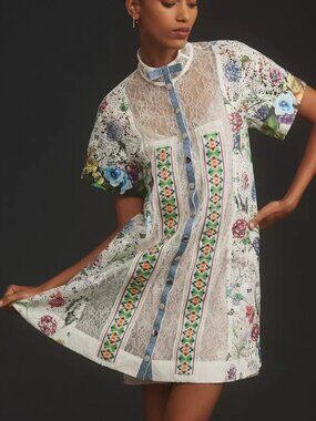 In Earnest by Byron Lars Printed Lace Mini Dress